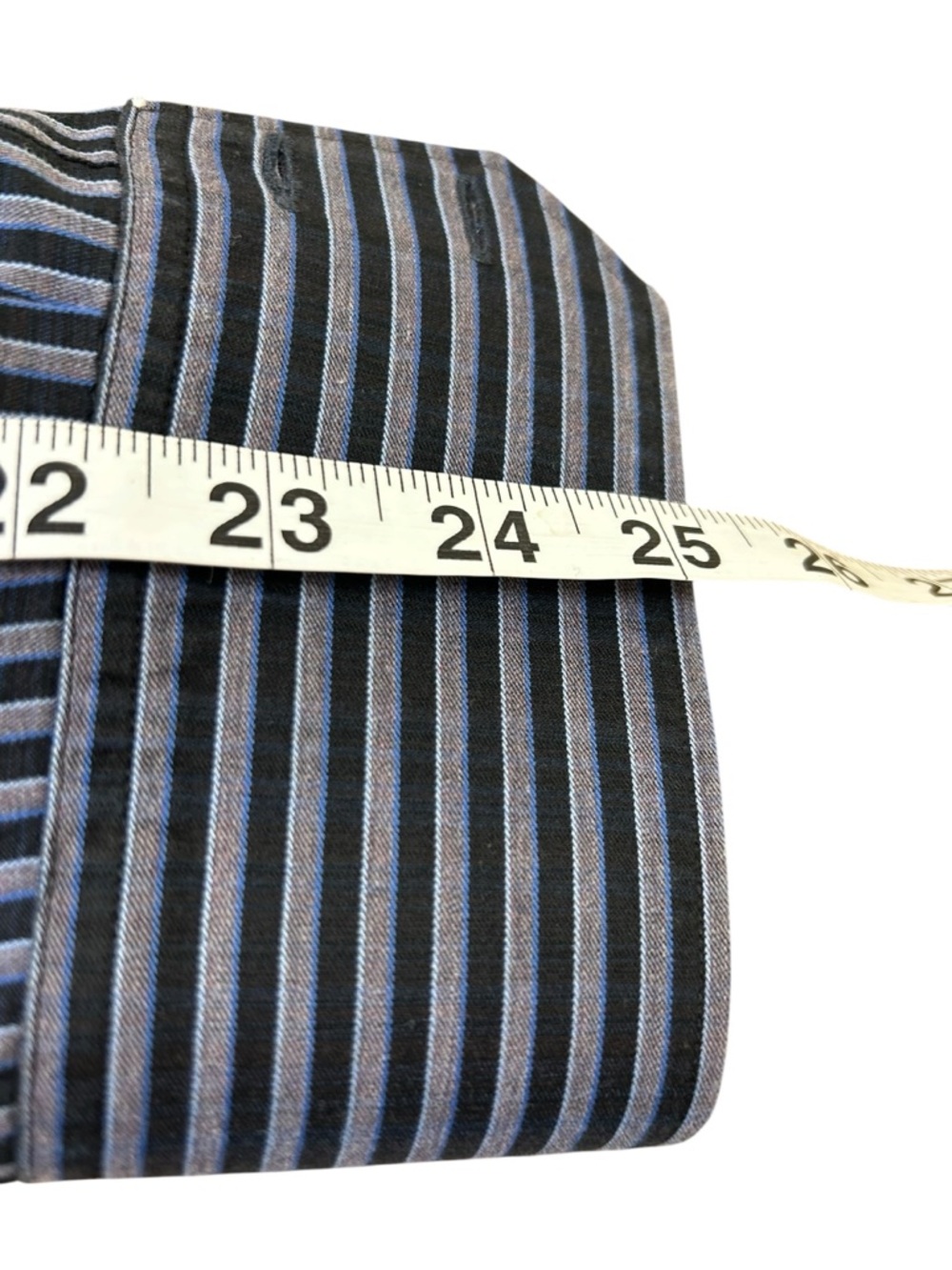 ROBERT GRAHAM Striped Button Down Geometric Flip Cuff Black Blue Gray Classic L - Picture 14 of 15